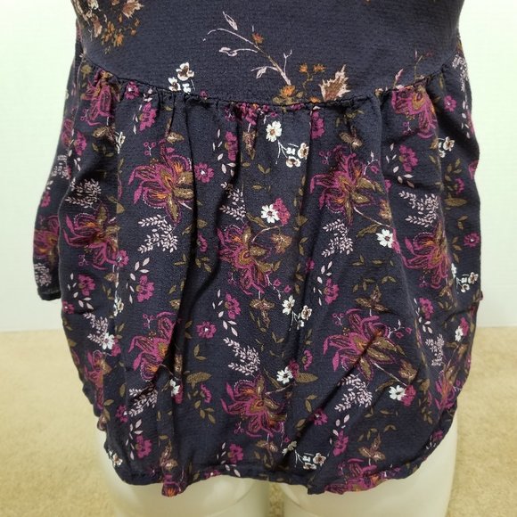 Full Tilt top XS floral print sleeveless tie neck cutout hi low shirttail hem - Picture 14 of 16